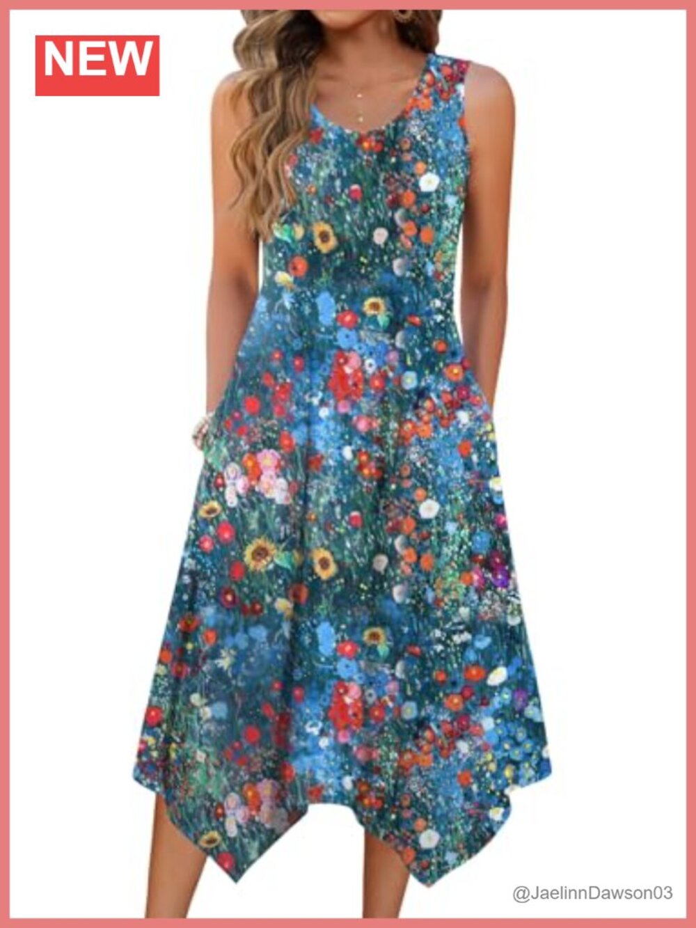 Women's Casual Tank Dress Loose Flowy Midi Sundress with Pockets